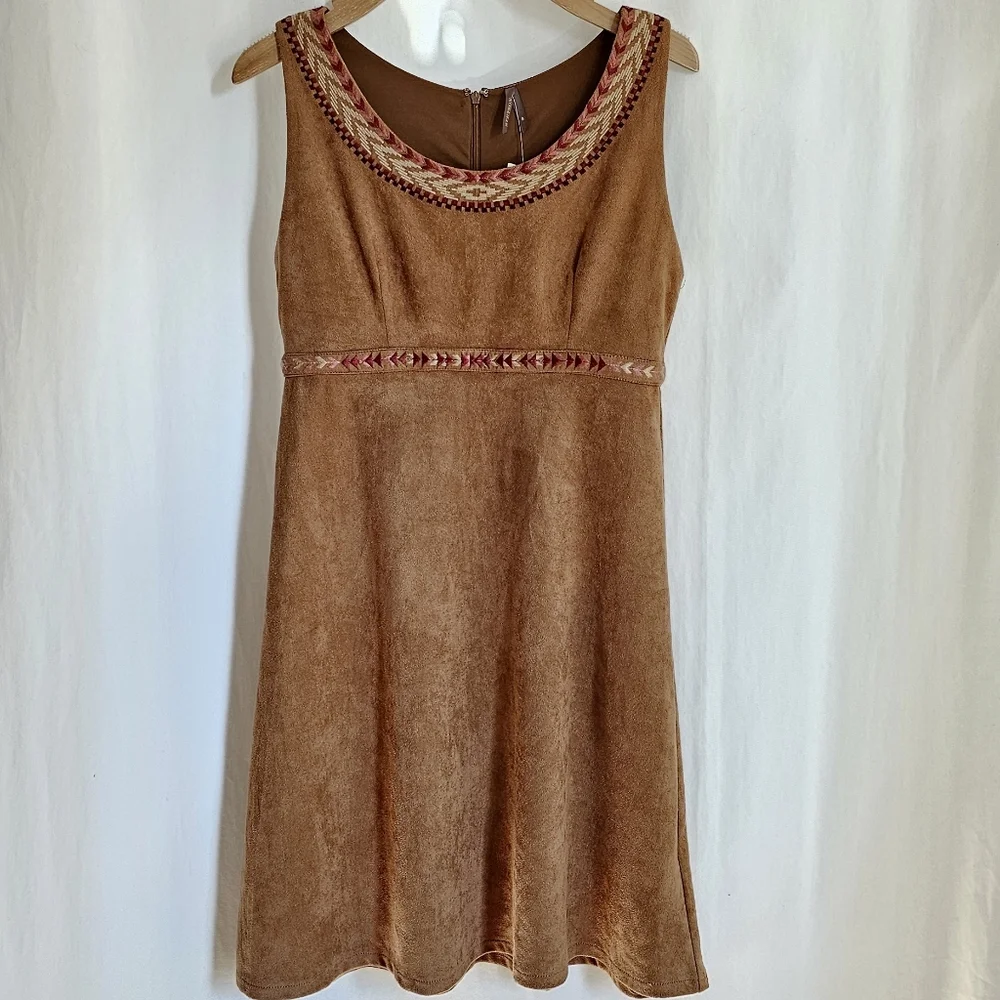 Stetson Tobacco Brown Sleeveless Faux Suede Mini Dress - Picture 4 of 16